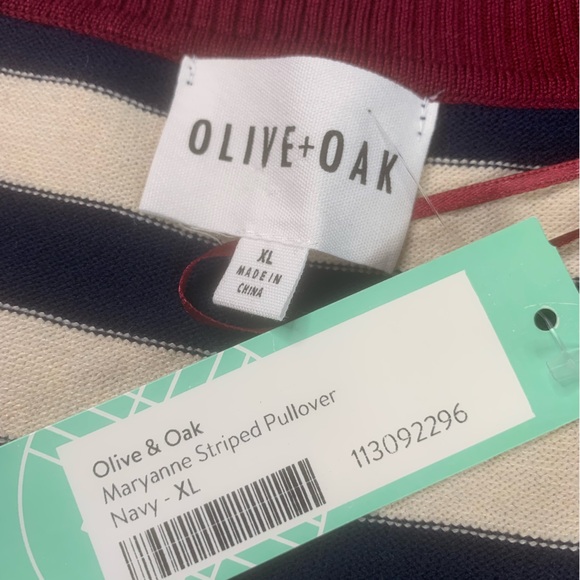 3/$30 Olive & Oak Maryanne Striped Pullover Sweater NWT Size X Large - Picture 11 of 13